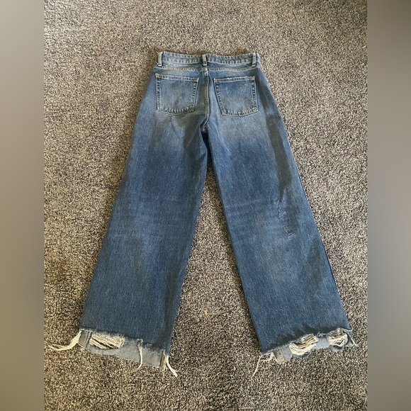 Free People Wide Leg Distressed Denim Jeans - Picture 2 of 2